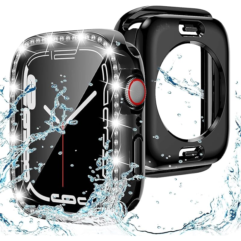 【2023強化版】AMAPC for Apple Watch ケース 360度全面防水 バンド 水泳スポーツ専用 ガラスフィルム 一体型 apple watch 用 カバー 360フルボディ防水 ア