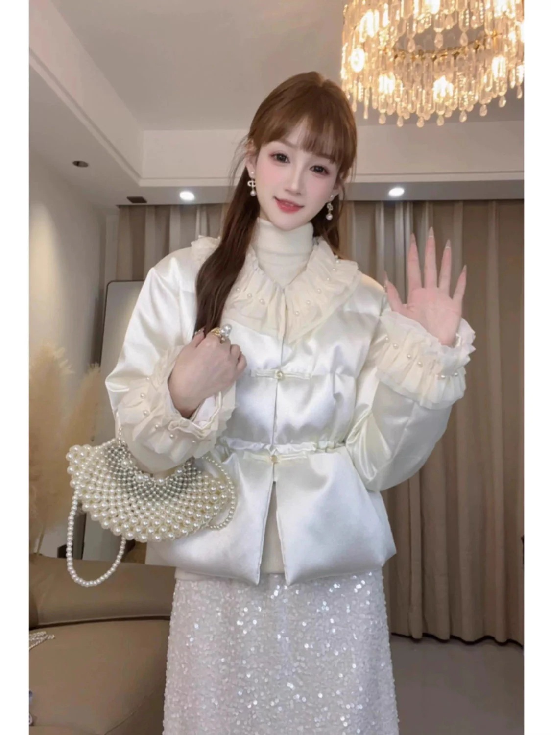 小さな香りと老化を軽減するの女性用バックルダウンコットンコート