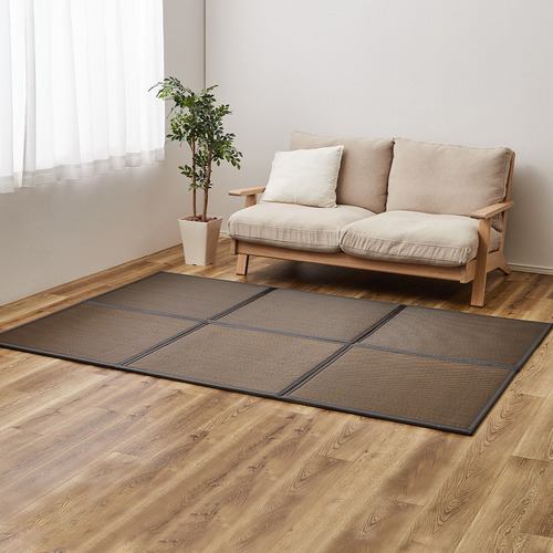 【メーカー直送品】萩原 い草風たためる連結畳 綾模様 6面 約150×225×1.1cm ブラウン