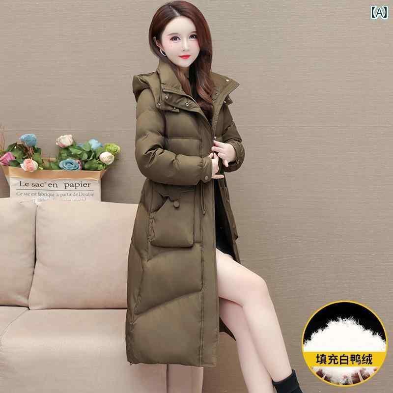 ジャケット ダウンジャケット レディース エレガント 女性 ロング ダウン 冬 ハイエンド スリム ホワイトダックダウン ロング