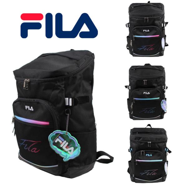 リュック 通学 レディース メンズ リュックサック 女の子 スクール バックパック 30L デイパック 黒 シンプル FILA 7852 リコル オーロラ チャーム付き