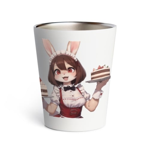 【文字入れ可能受注生産】ウサギの女の子　メイド　ケモナー　ダブルケーキ サーモタンブラー
