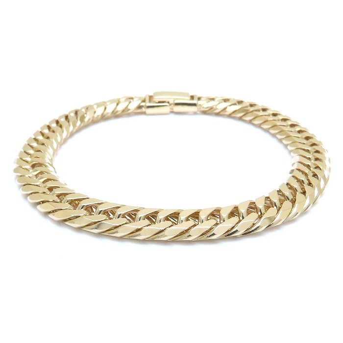 喜平ブレスレット K18YG イエローゴールド メンズ 6面 ダブル 18cm 31.6g/129165【中古】