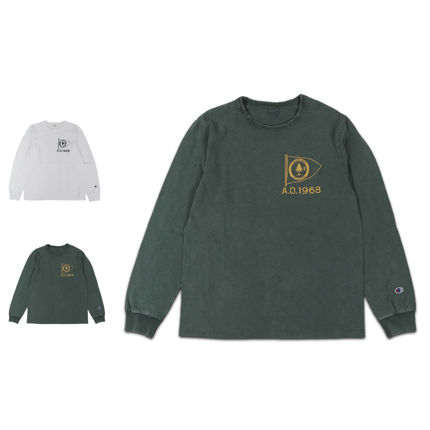 Tシャツ 長袖 ロンT カットソー メンズ LONG SLEEVE T-SHIRT オフ ホワイト モスグリーン C3-Z410