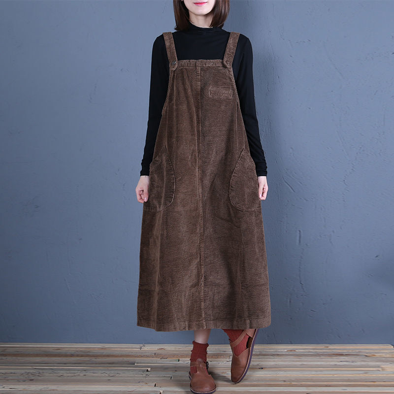 スカート ルームウェア 部屋着 ロングスカート ジャンパースカート ジャンスカ 膝下 ロング ロング丈 ミディアム丈 ストレート サスペンダー スリット バックスリット 薄手 コーデュロイ 個性的