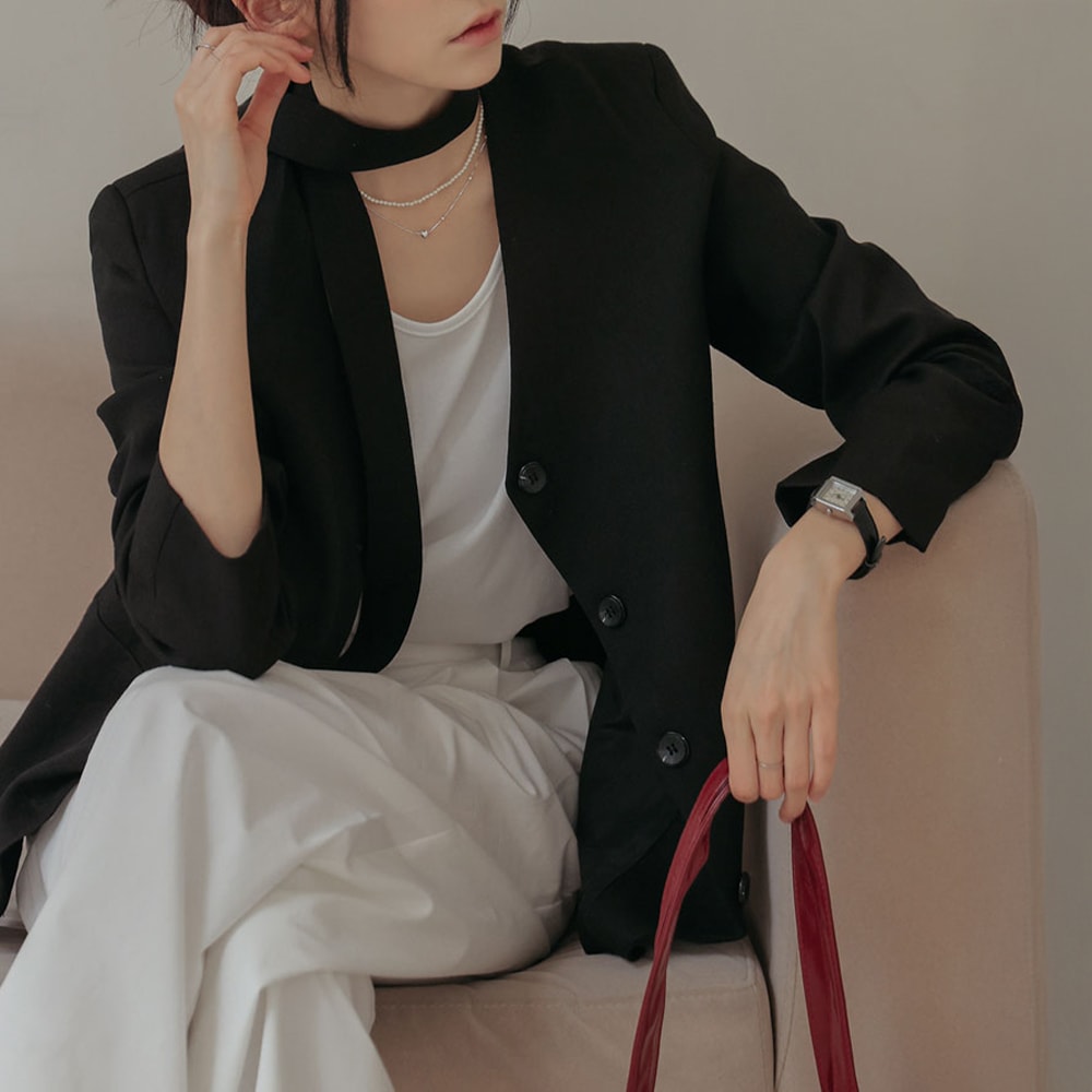 ロベフリネンタイセットVネックジャケット