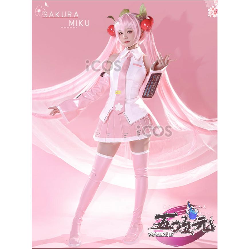 即納あり ICOS ボーカロイド　桜ミク　コスチューム　コスプレ衣装　　ins大人気 ウィッグ　靴　髪飾り　髙!品!質