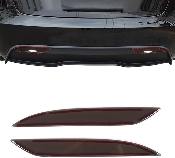 テスラ Model 3 2023年～現行に専用 リアフォグライト レンズカバー フォグランプカバー エクステリアフォグライト フォグランプスモーク (透明グレー, リアフォグランプ)