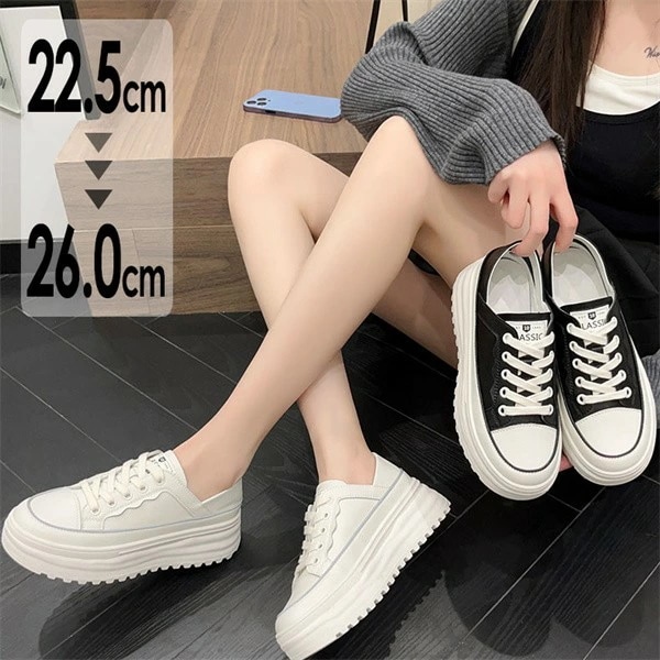 厚底スニーカー レディース シューズ スニーカー ウォーキングシューズ 白 黒 おしゃれ 可愛い かわいい 通勤 人気 靴 厚底 ブラック ホワイト 美脚 身長アップ 秋 春 di003w9w9g5