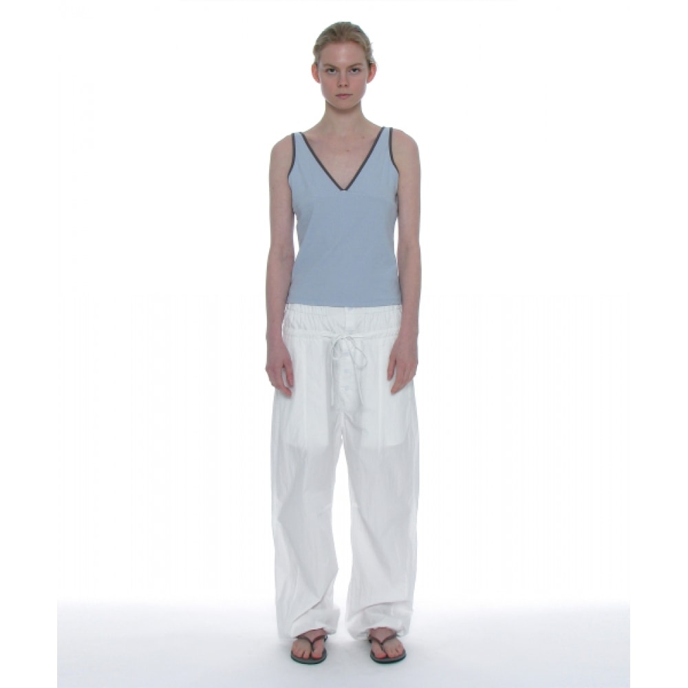 PARTIMENTO 女性用ダブルウエストパラシュートパンツ_ホワイト