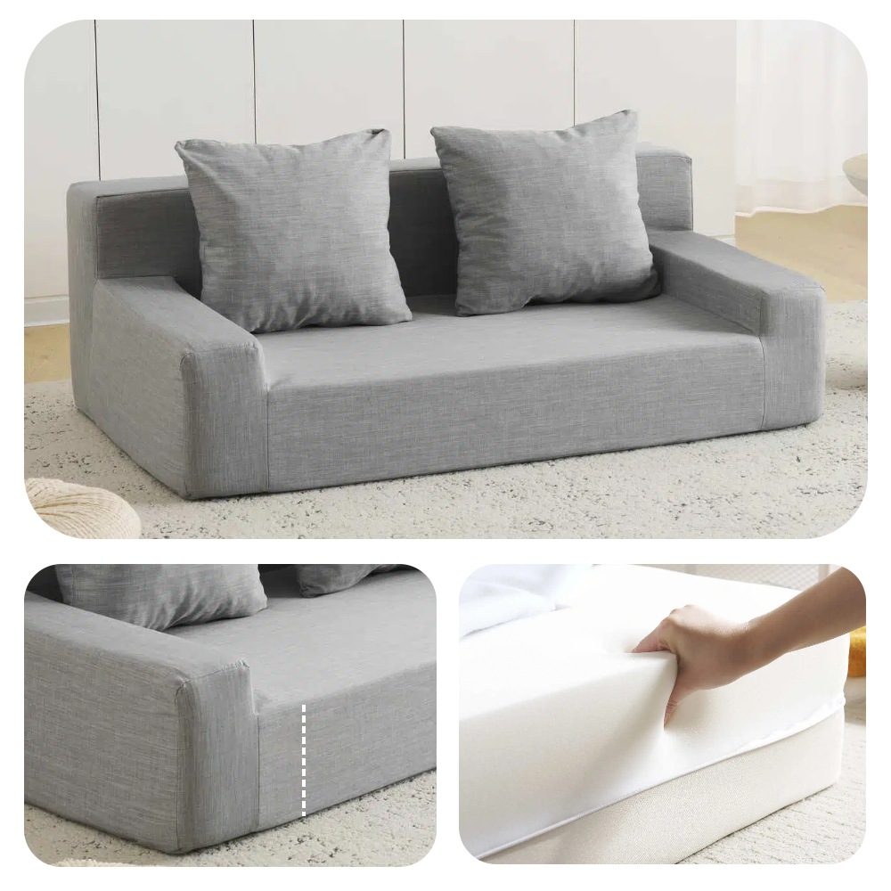 【国内即発送】2人掛けソファベッド フロアソファ コンパクト ローソファ こたつ用 ソファー 1人暮らし マルチに使える クッション付き 座椅子 1人掛け 完成品 運びに便利だ 軽いソファー 圧縮梱包