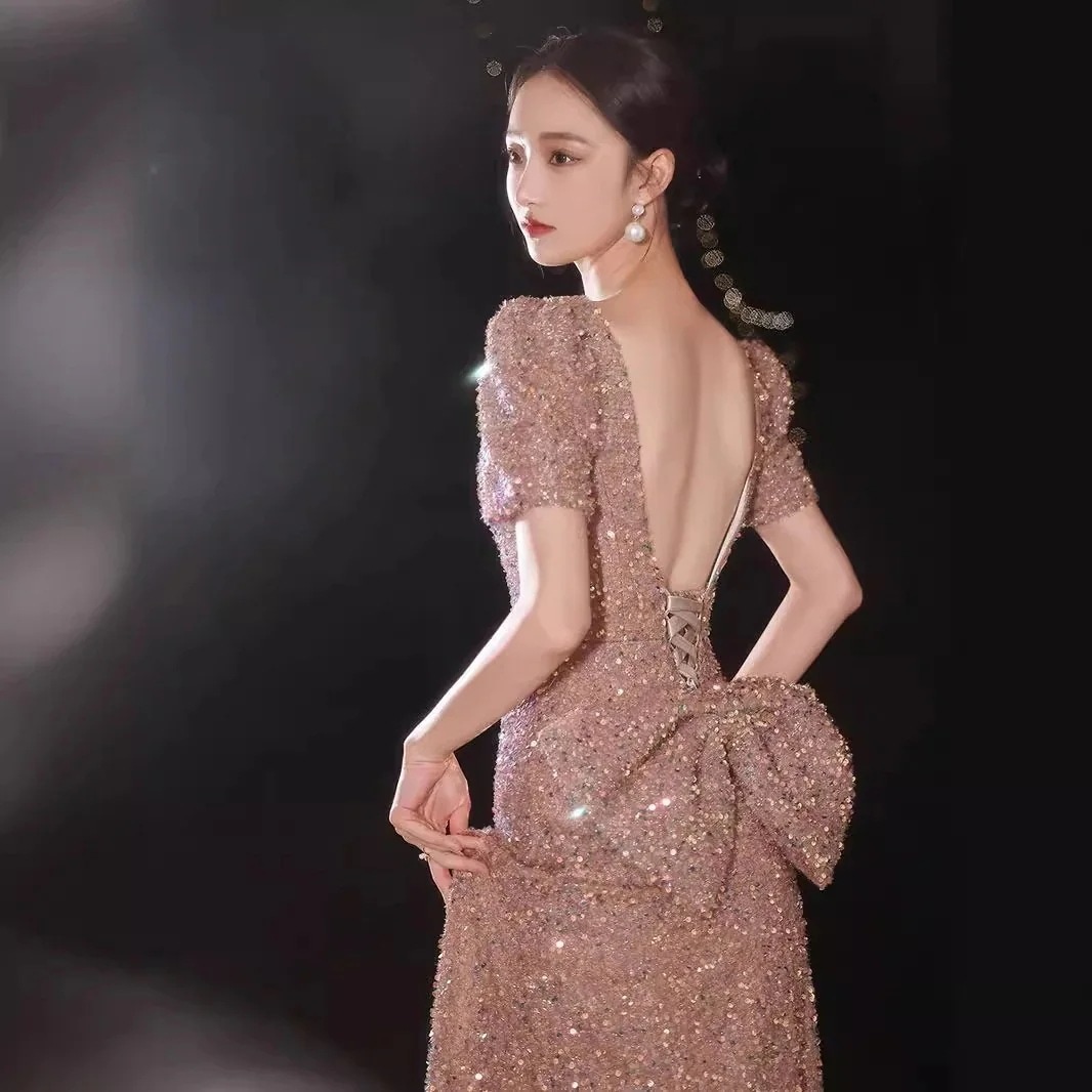 3日出荷 ワンピースドレス ラメ イブニングドレス セクシー フィッシュテール ロング パーティー 結婚式 お呼ばれドレス 春服 レディース