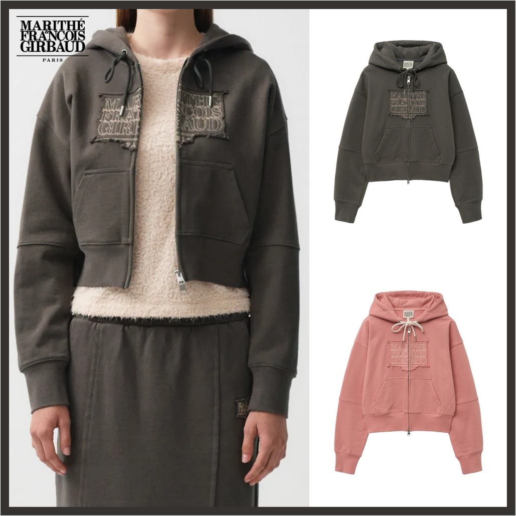 W CLASSIC LOGO C ロゴ 長袖 刺繍 フード ファスナー パーカー