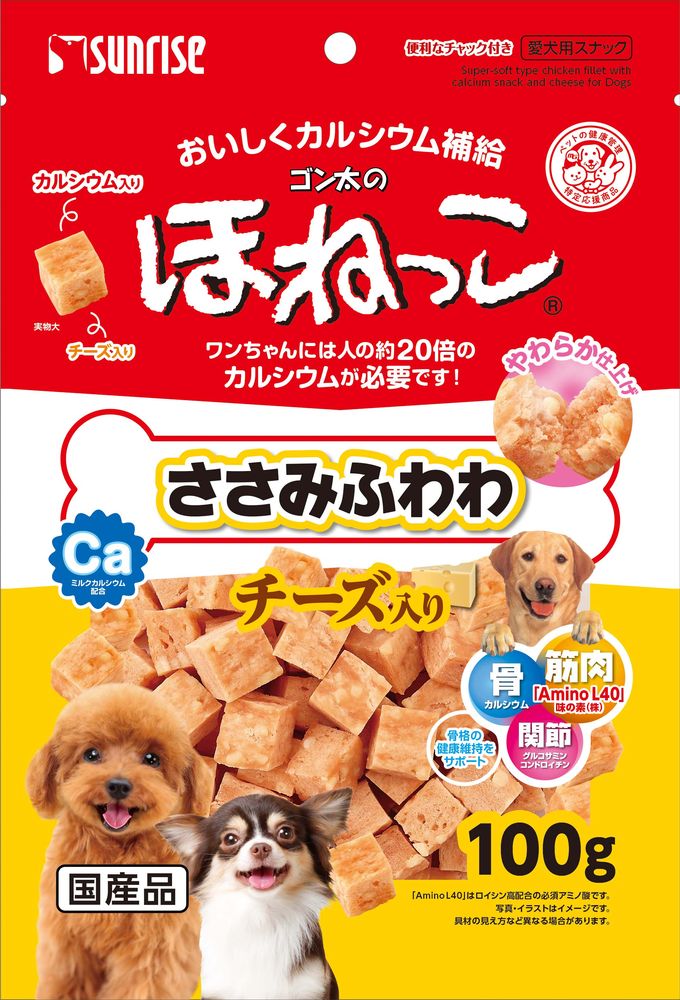 （まとめ買い）ゴン太のほねっこ ささみふわわ チーズ入り 100g 犬用おやつ [x16]