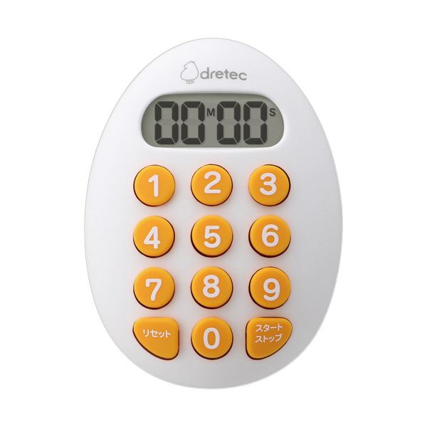 (まとめ) ドリテックたまご型10キータイマー ホワイト T-608WT 1個 (×5セット)