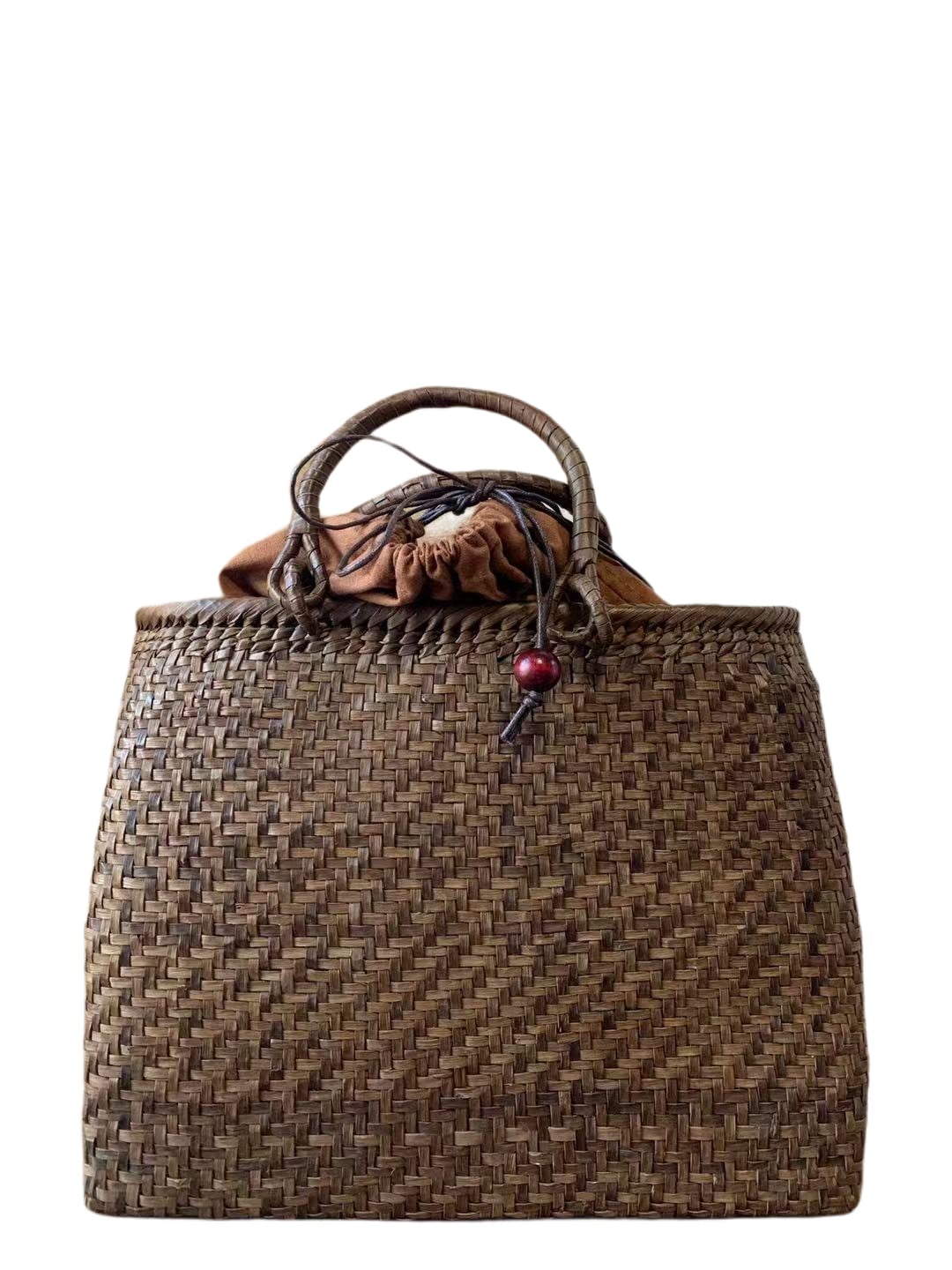 胡桃　手作り　カゴバッグ　網代編み　内布あり　3ｍｍひご (約)幅34本体高さ27マチ13cm