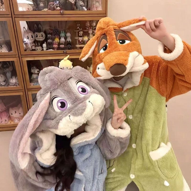 カップルパジャマ 部屋着 コスプレ ルームウェア ズートピアコスプレジュディニックラビットオフィサーコミコンパフォーマンスコスチュームステージコスチュームウサギ警察 ポリス 大人 着ぐるみパジャマ 4,668円