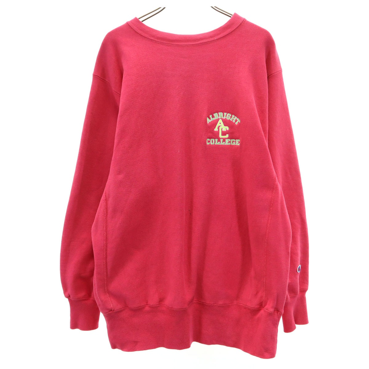 90s USA製 刺繍タグ オールド 長袖 リバースウィーブ スウェット トレーナー L ピンク メンズ 古着