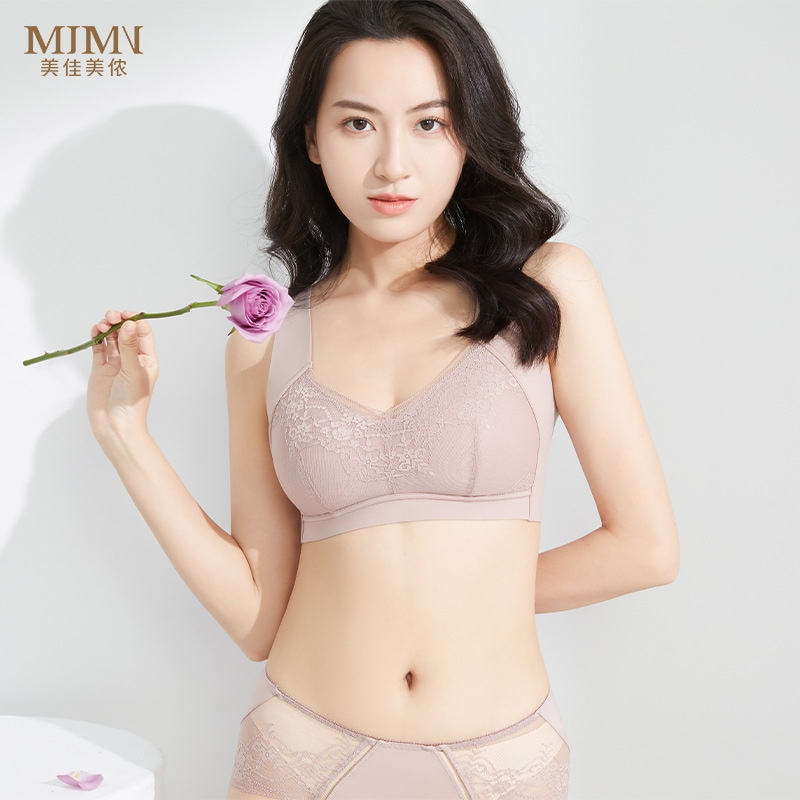 メイジアメン夏薄手下着ビッグ胸小胸コレクションサイドブレストアンチサリングノースチールリングブラジャーワイドショルダーストラップ1307