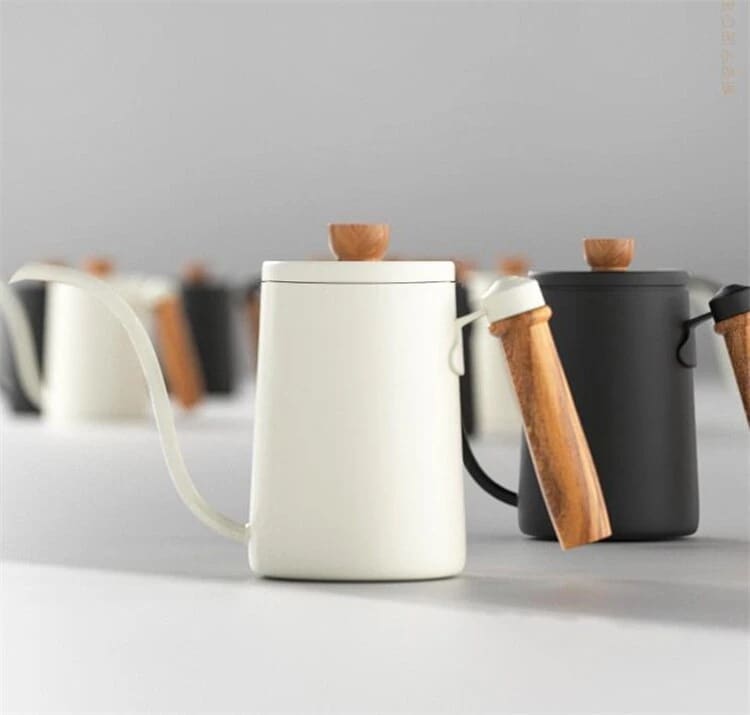 韓国ファッシ コーヒーポットョン 無垢材の取っ手 スリムな口 白鳥の首のポット ユニークなデザイン 大人気 母の日