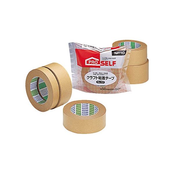 （まとめ）クラフト粘着テープ No.712（ピロー） 25mmx50m J4010 1巻[x10] 5,216円