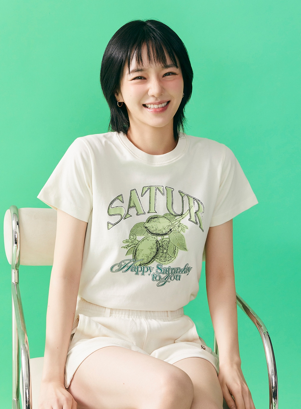 [세터] (W) シトロン サマー グラフィック 半袖 Tシャツ ( Saturday Ivory )