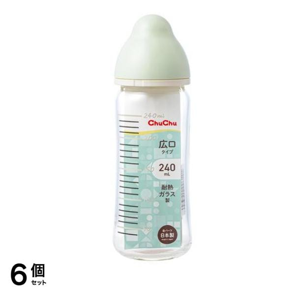 ChuChu(チュチュ) マルチフィット広口タイプ哺乳びん (耐熱ガラス製) 240mL 6個セット