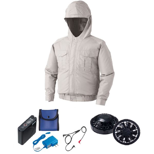 KU90810 空調服 ポリエステル製フード付 FAN2200B/LISUPER1 シルバー LL