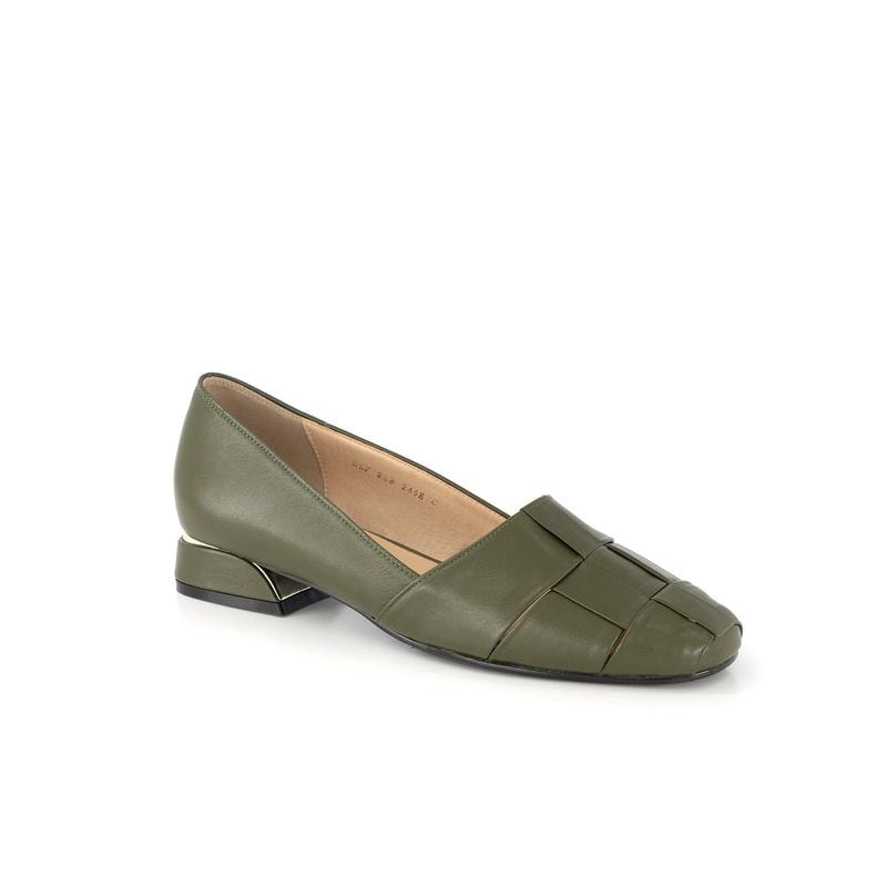 女性靴 22FW イントレチャート 3cm フラットシューズ DLF208 カーキグリーン
