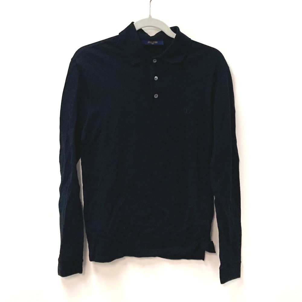 長袖シャツ LVサークルロゴ ポロシャツ 襟付き トップス アパレル コットン ブラック