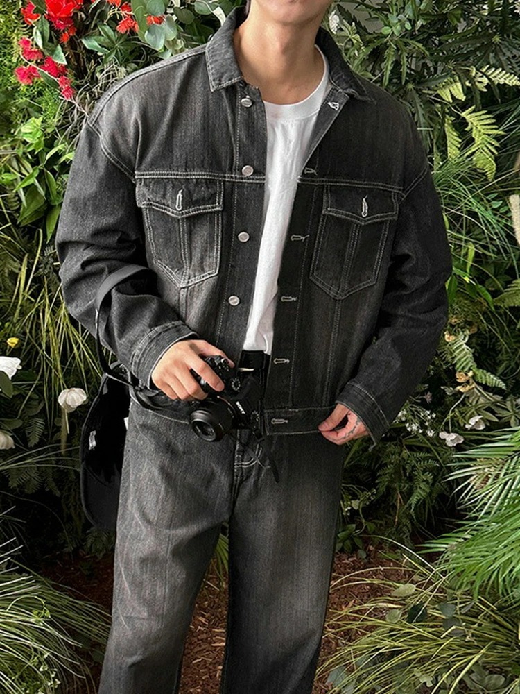 セットアップ デニム メンズ 秋 ビンテージ ジャケット ストレート デニムパンツ 二点セット