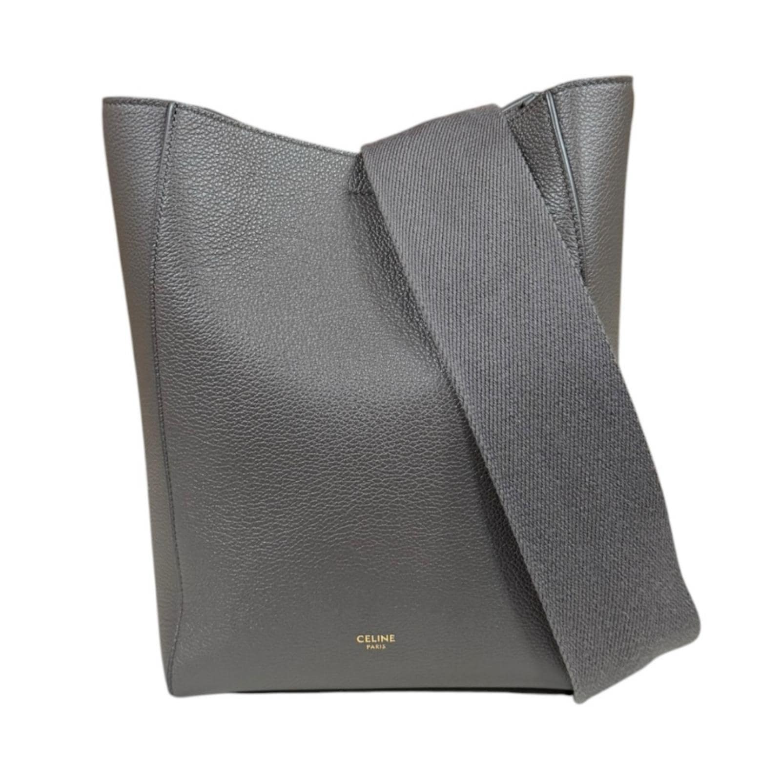 セリーヌ サングル バケット スモール ショルダーバッグ レザー 189303AH4 グレー CELINE 中古 美品
