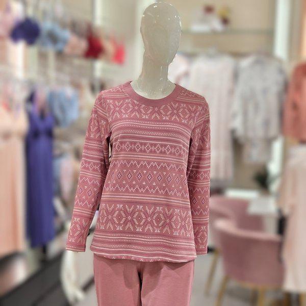 ポリ起毛幾何学模様女性イージーウェア上 EZ1957_s