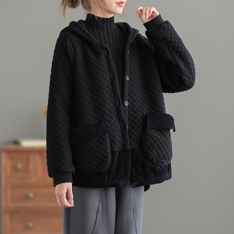 キルティングパーカージャケット アウター パーカー コート ミディアム丈 袖あり 長袖 フード