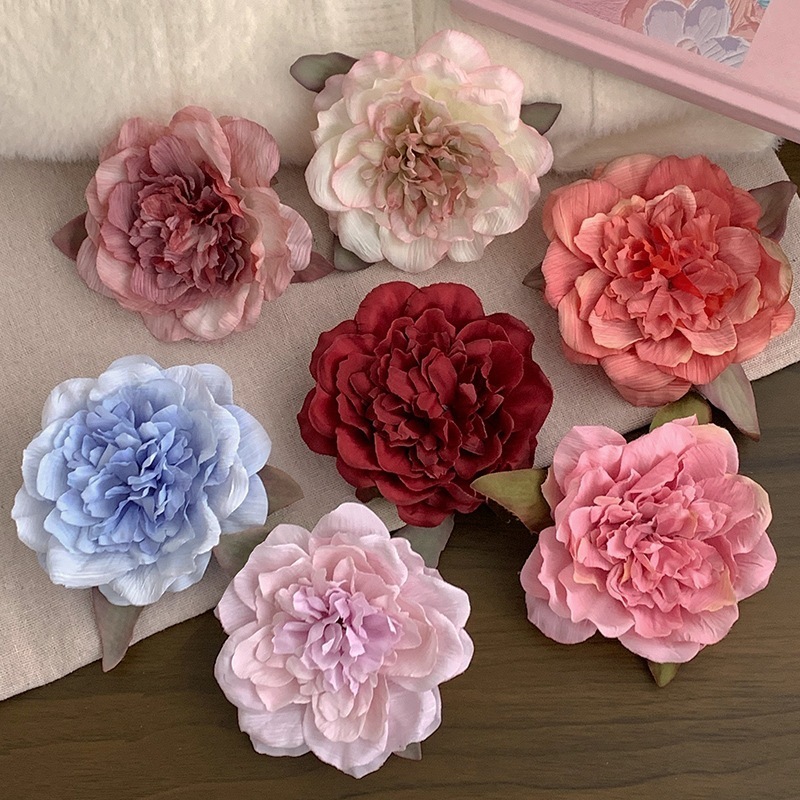 【1点ご購入 で10点プレゼントいたします】花のサイドクリップ写真を撮る雰囲気の髪飾り淡顔系少女ヘアピン牡丹の花の一文字がアヒル口に引っかかる