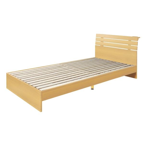 ベッド/すのこベッド 約W99xD207xH75xSH24cm ナチュラル コンセント付 組立品