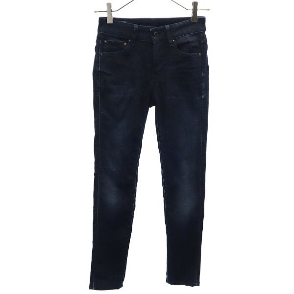 刺繍 スキニーデニムパンツ W24 ネイビー ジーパン レディース 4,176円