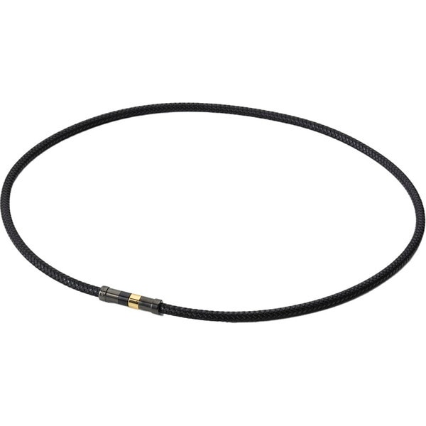 RAKUWA 磁気チタンネックレス レザースタイル ブラック/ブラック 50cm TG871053