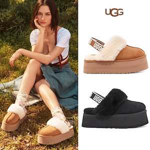 UGG(アグ) サンダル 22 すい レディース ファンケット チャンキー シークイン 1134450 黒 スパンコール ムートン