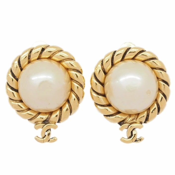 シャネル ココマーク バロックパール ロゼット クリップタイプ フェイクパール 【イヤリング】