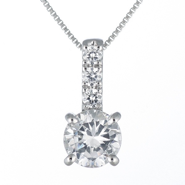 ダイヤモンド ネックレス プラチナ ダイヤモンドネックレス 1カラット ソリティア 一粒 大粒 鑑別書付 楽ギフ_包装