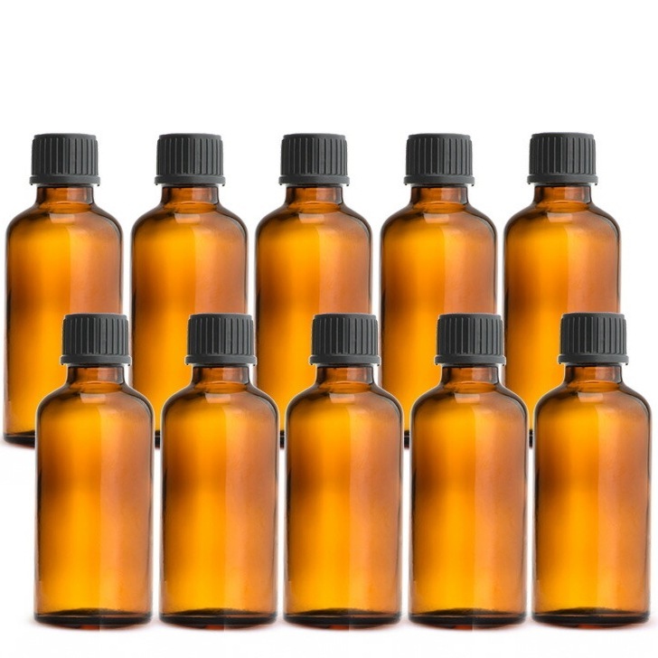 遮光瓶 100ml（アンバー） 100本セット 黒キャップ＆ヴァーティカルドロッパー / 遮光ビン ガラス瓶 薬瓶 保存 アロマオイル エッセンシャルオイル 精油 キャリアオイル 香水 手作り コスメ