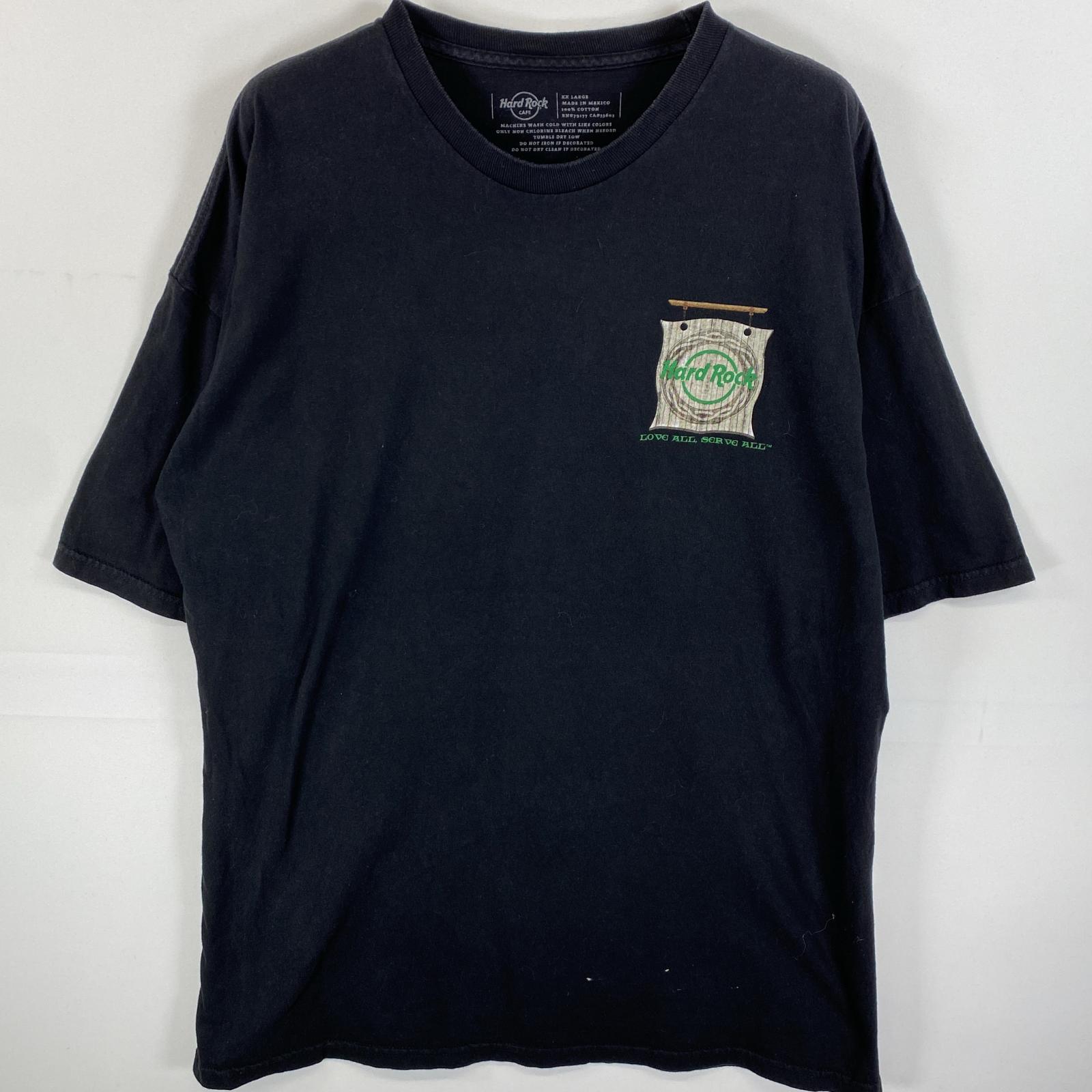 古着 ハードロックカフェ 半袖Tシャツ 両面プリント ラバープリン セントパトリックデー XXL ブラック メンズ