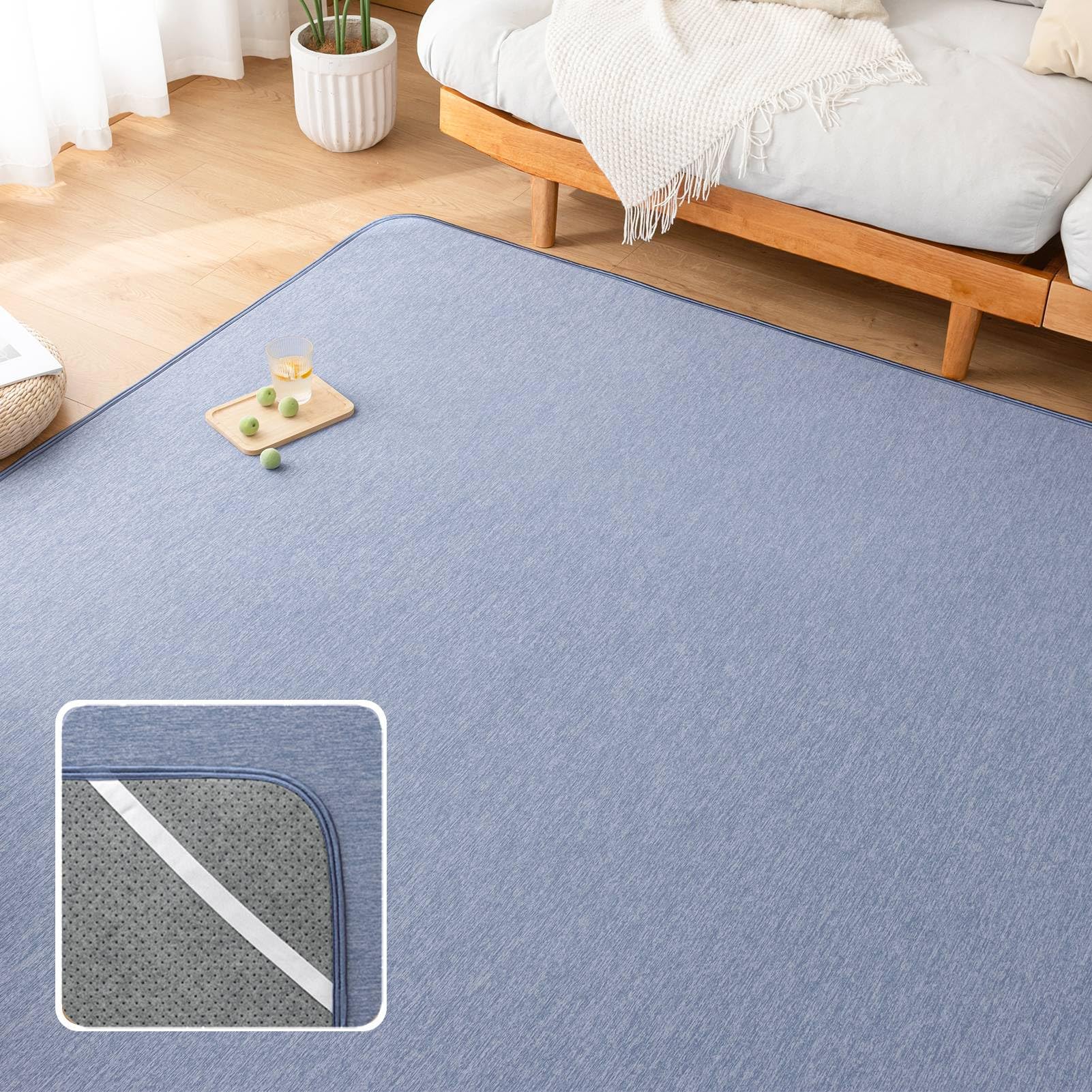 OIGAE 夏用ラグマット カーペット 接触冷感 【1枚2役 ラグカバー＆冷感ラグ】 190×240cm 約3畳 「独自開発のAIRCOOLIC糸冷感生地」 低反発ウレタン 吸湿速乾 ひんやり ラグ