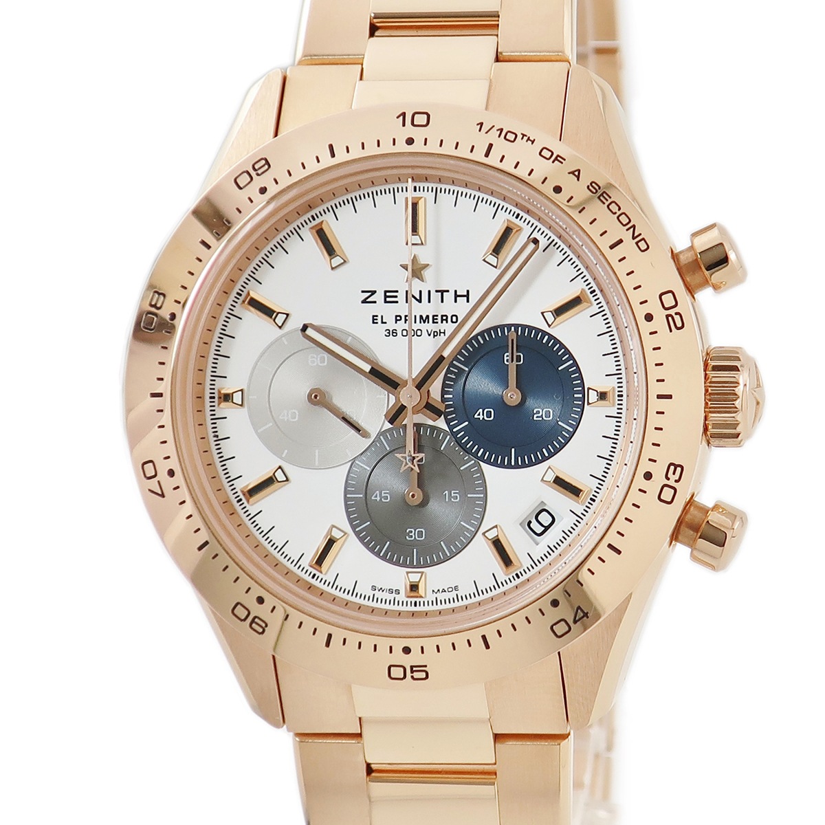 クロノマスタースポーツ エルプリメロ 18.3101.3600/69.M3100 自動巻き メンズ OH済 K18RG無垢 白 青 グレー 3年保証