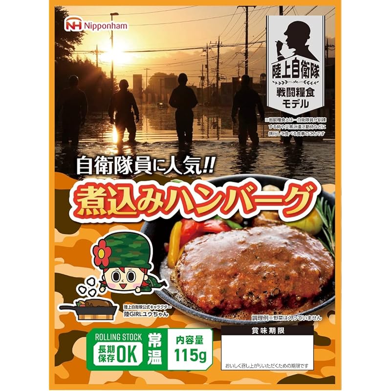 日本ハム 陸上自衛隊 戦闘糧食モデル 保存食×20食セット (煮込みハンバーグ)