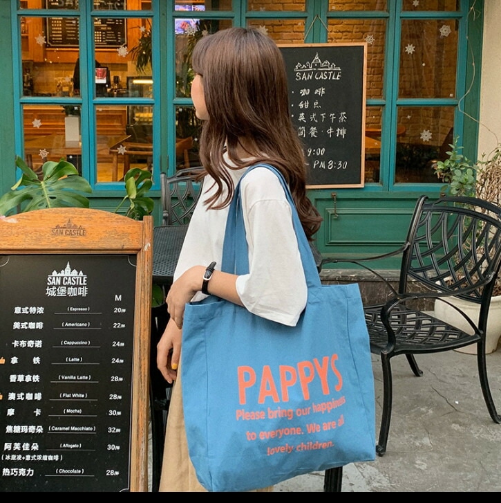 バッグ ショルダートート 帆布 英文字 通学 オシャレ 韓国 ファッション 雑貨 かわいい おしゃれ 北欧 送料無料 [K] (T)