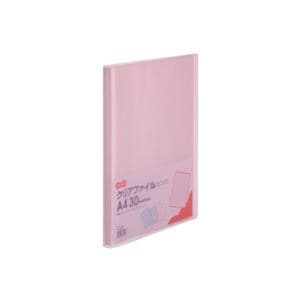 (まとめ) TANOSEE クリアファイル A4タテ30ポケット 背幅17mm ピンク 1セット(10冊) 10セット