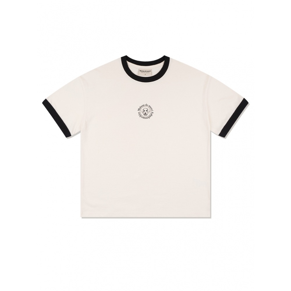 FABULOUS ARCHIVE 女性用クロップドキュートパピーリンガーショートスリーブ T シャツクリームブラック (FCE2TS207W) 5,611円