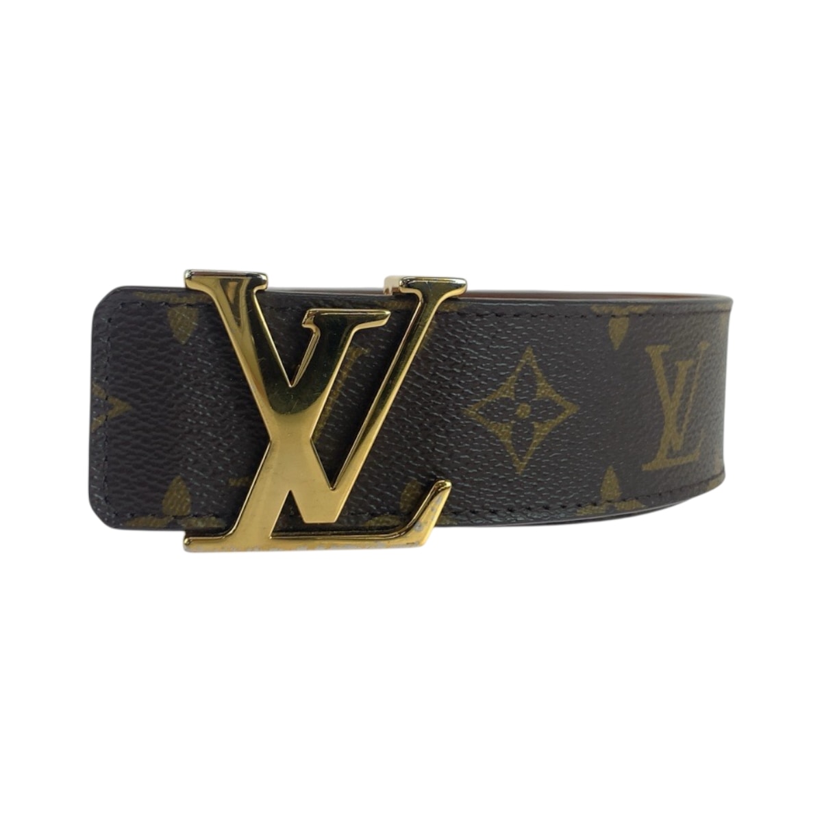 モノグラム サンチュール イニシアル 85cm/34inc ブラウン ゴールド金具 PVC M9608 ベルト バックル メンズ 503269